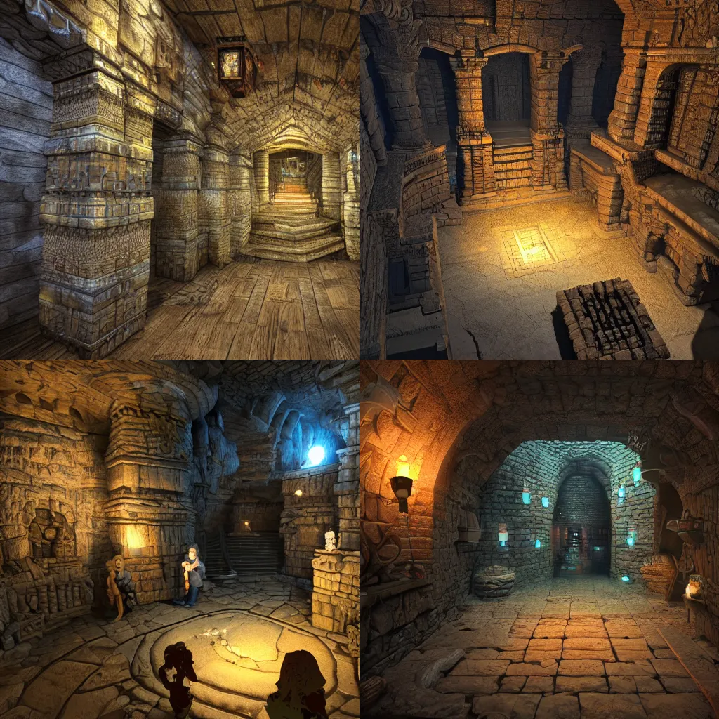 Prompt: Dungeon exploring with friends, intricate, highly detailed, beautiful lighting, 8k