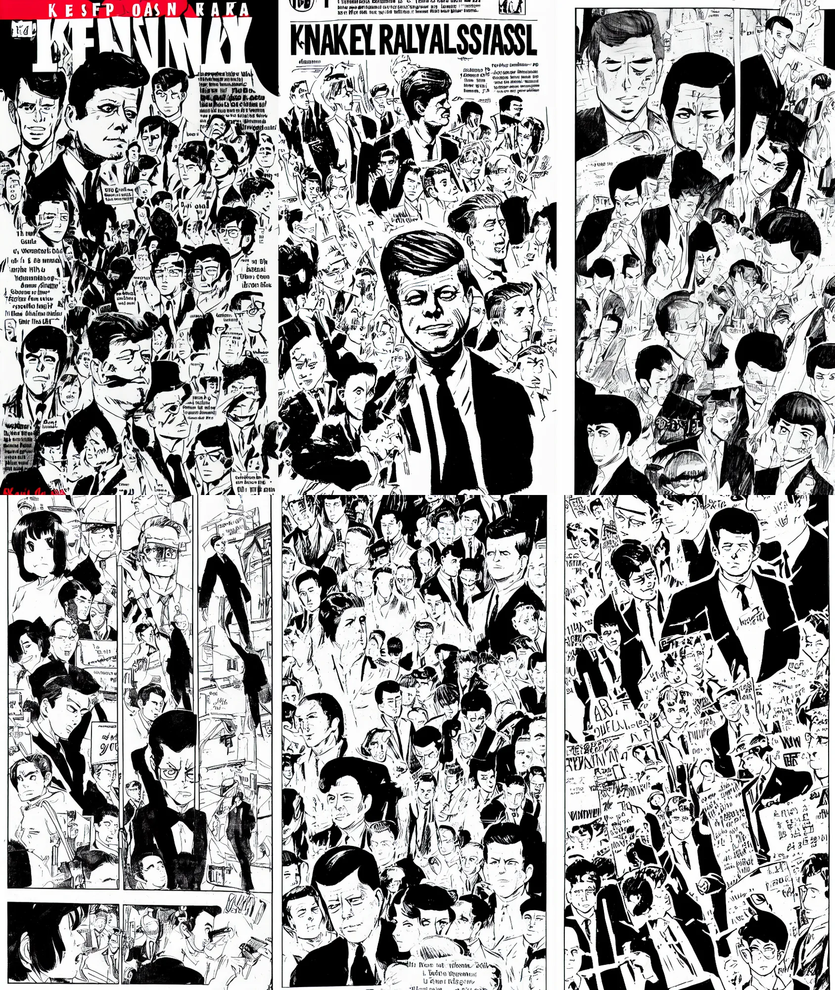 Prompt: JFK assassination manga