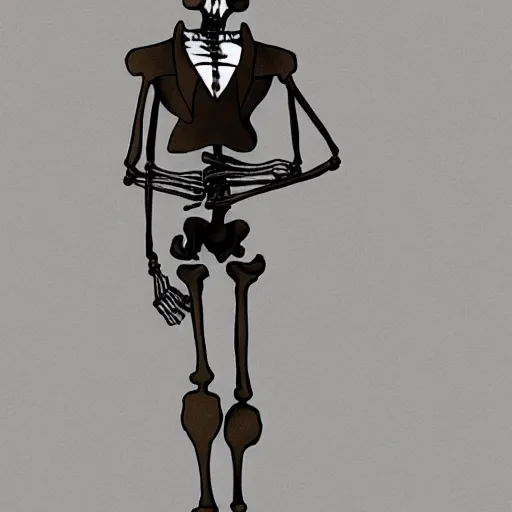 Prompt: a skeleton, grim fandango