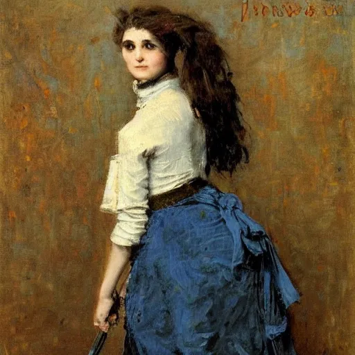 Image similar to female adventurer by alfred stevens