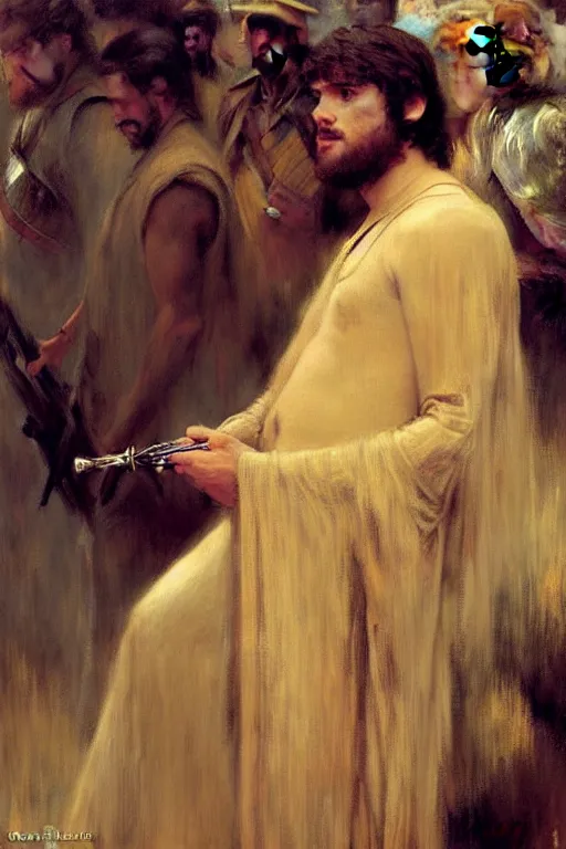 Image similar to attractive male, game of thrones, star wars, the lord of the rings, painting by, gaston bussiere, craig mullins, j. c. leyendecker, edgar degas