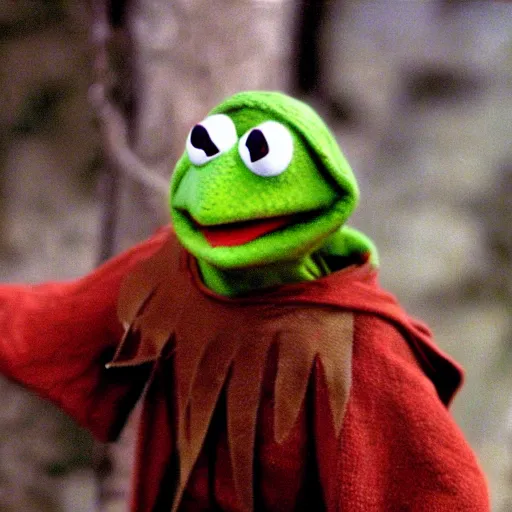 Prompt: Kermit the frog, from The Lord of the Rings(2001)