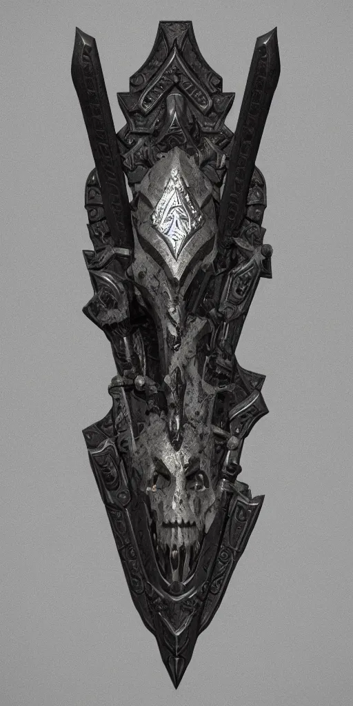 a black and silver axe skull crest, ornament, dwarven | Stable ...