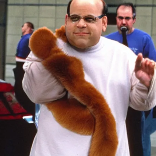 Image similar to George Costanza, trapped at the furry convention.