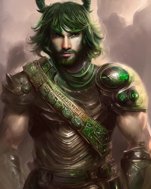 Prompt: portrait of a male warrior, fierce, masculine, ross tran, green - eyes, muted colors, highly detailed sculpture, intricate detailed, ommatidia, 8 k, cinematic atmosphere