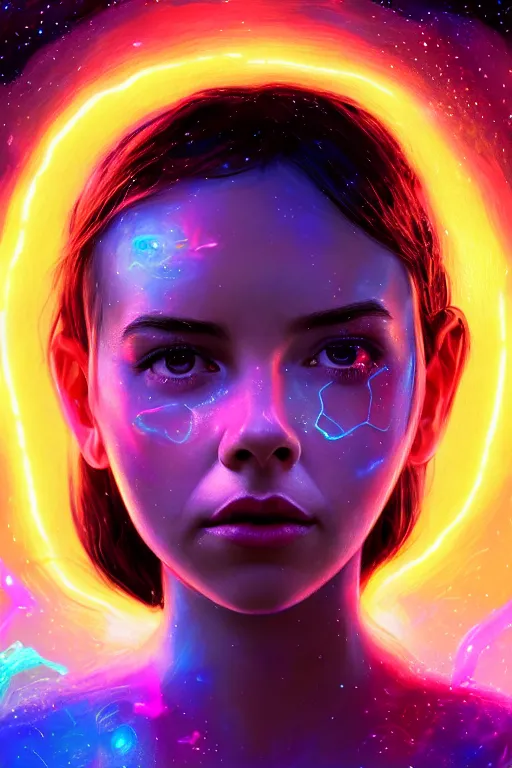 Prompt: a photorealistic painting of an attractive young girl, clothed in ethereal forcefields, surrounded by colorful transparent plasma, emitting psychic powers, beautiful bone structure, perfectly symmetrical face, perfect eyes, intricate, elegant, ultra-detailed, digital painting, concept art, illustration, sharp focus, minimal artifacts, volumetric lighting, from Valerian and the City of a Thousand Planets, in the style of Artgerm and Loish, fantasy scene, fantasy aesthetic, trending on Artstation and Tumblr, award winning