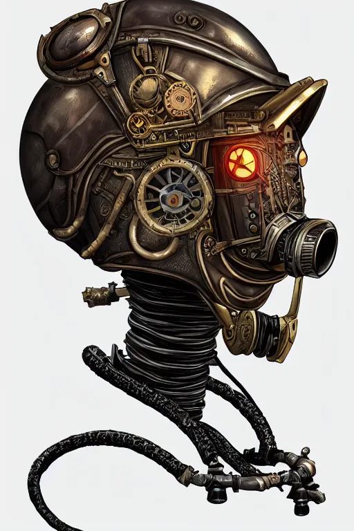 Image similar to steampunk helmet fantasy art mask robot ninja stylized digital illustration sharp focus, elegant intricate digital painting artstation concept art global illumination ray tracing advanced technology chaykin howard and campionpascale and cooke darwyn and davis jack