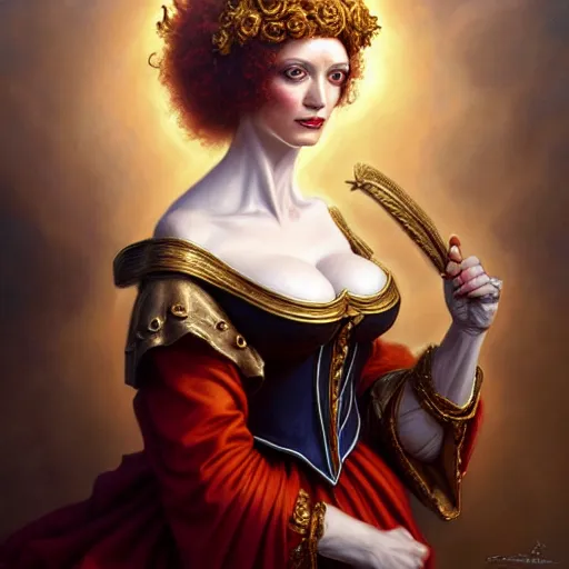 Image similar to christina hendricks dressed as napoleon, baroque painting, intricate, elegant, highly detailed, centered, digital painting, artstation, concept art, smooth, sharp focus, illustration, artgerm, tomasz alen kopera, peter mohrbacher, donato giancola, joseph christian leyendecker, wlop, boris vallejo