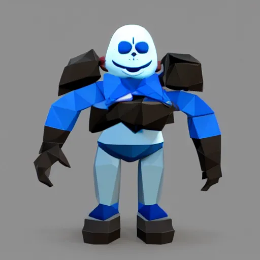 Image similar to Sans from Undertale as a low poly model of Playstation 1