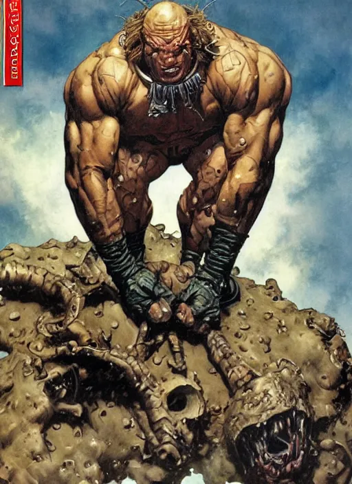 Image similar to full body and head single character portrait of martyn ford as marvel's the thing, dynamic action, painted by norman rockwell and phil hale and greg staples and tom lovell and frank schoonover and jack kirby