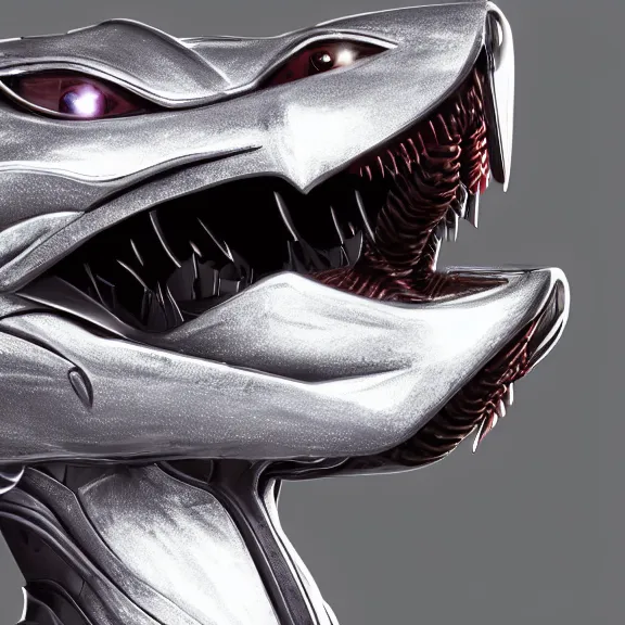 Image similar to close up mawshot of a cute elegant beautiful stunning anthropomorphic female robot dragon, with sleek silver metal armor, glowing OLED visor, facing the camera, the open maw being highly detailed and soft, with a gullet at the end, food pov, micro pov, prey pov, digital art, pov furry art, anthro art, furry, warframe art, high quality, 3D realistic, dragon mawshot, maw art, macro art, micro art, dragon art, Furaffinity, Deviantart, Eka's Portal, G6