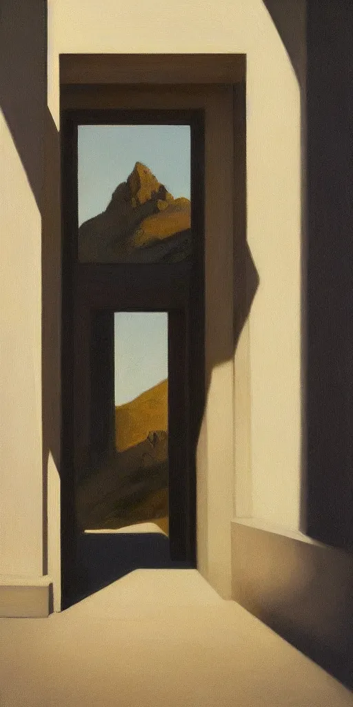 Image similar to entrance to ethereal realm, cinematic and highly detailed oil painting by josep tapiro baro and edward hopper, trending on artstation, oil painting masterpiece, symmetry, mysterious, very very very aesthetic