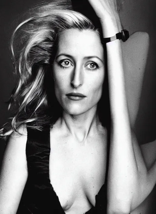 Image similar to a portrait of gillian anderson by mario testino, head shot, award winning, 1 9 8 0, 1 9 8 0 s punk rocker style, 1 9 8 0 hairstyle, sony a 7 r