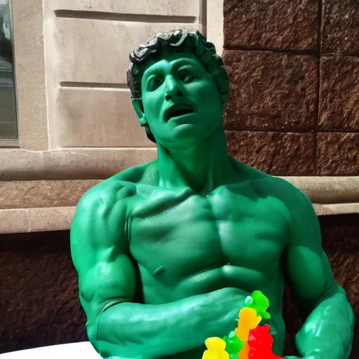 Image similar to Michelangelo statue made out of gummy bear