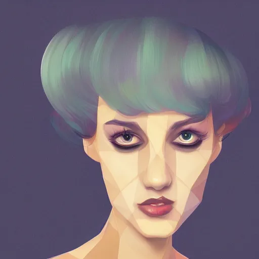 Prompt: face portrait of a woman inspired by lois van baarle, honeycomb on face, polygon