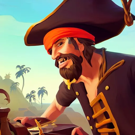 Image similar to painting jack the pirate on sea of thieves game avatar hero smooth face median photoshop filter cutout vector behance hd by jesper ejsing, by rhads, makoto shinkai and lois van baarle, ilya kuvshinov, rossdraws, illustration, art by ilya kuvshinov and gustav klimt