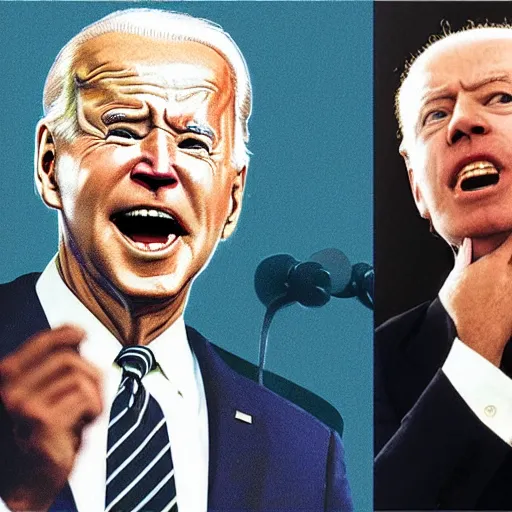 Image similar to joe biden screaming, by egon schiele and william blake and stephen gammell