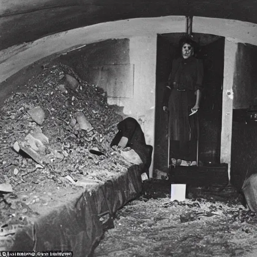 Prompt: there were no air raid shelters for the people - - at least not underground - - and those that did exist were quite unsuitable. however, when war threatened we realised the danger, 1 9 5 0 photo