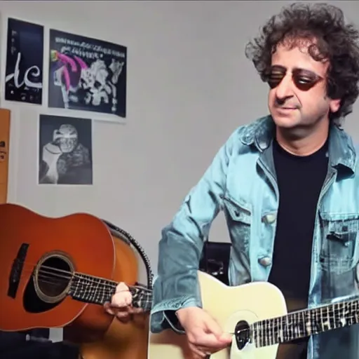 Prompt: gustavo cerati playing at tiny desk youtube channel