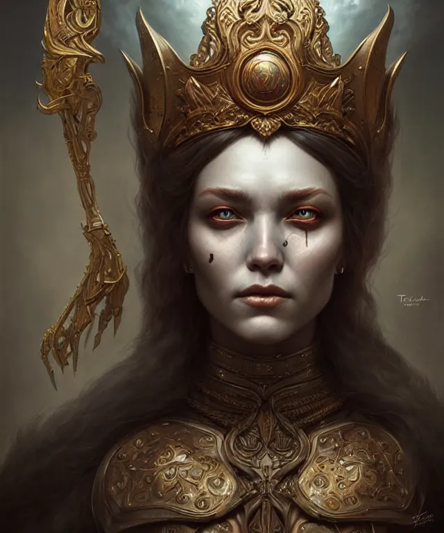 Image similar to throne, highly detailed face!!!, true anatomy!, extremely detailed!, digital painting, unreal engine 5, art by tom bagshaw