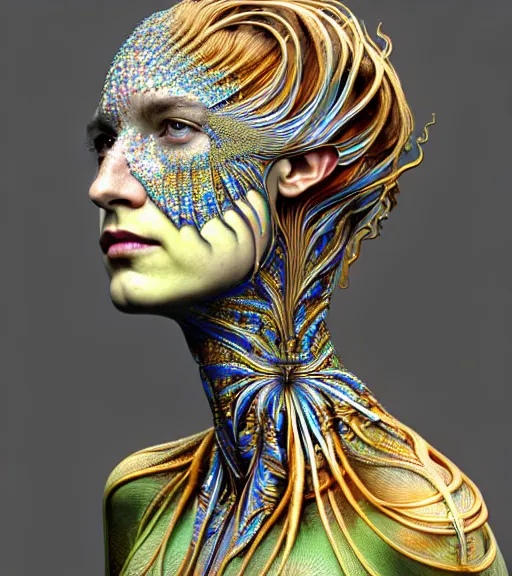 Image similar to polished 3 d model of detailed realistic beautiful young groovypunk queen of andromeda galaxy in full regal attire. face portrait. art nouveau, symbolist, visionary, baroque, giant fractal details. horizontal symmetry by zdzisław beksinski, iris van herpen, raymond swanland and alphonse mucha. highly detailed, hyper - real, beautiful