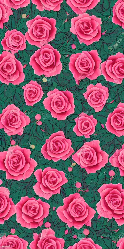 Image similar to seamless pattern of beautiful roses with leaves and throns, colourful, symmetrical, repeating 35mm photography