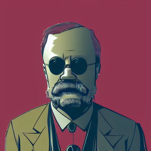 Prompt: cyberpunk teddy roosevelt as the leader of a futuristic communist nation, cybernetics, sharp lines, digital, artstation, colored in