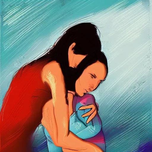 Prompt: woman saving a life, digital art