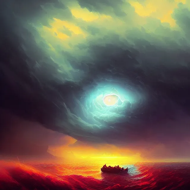 Prompt: the eye of the storm, colorful, sharp and focus, ultra detailed, beautifully lit, astrophotography, in the art style of dan mumford, ivan aivazovsky and marc simonetti