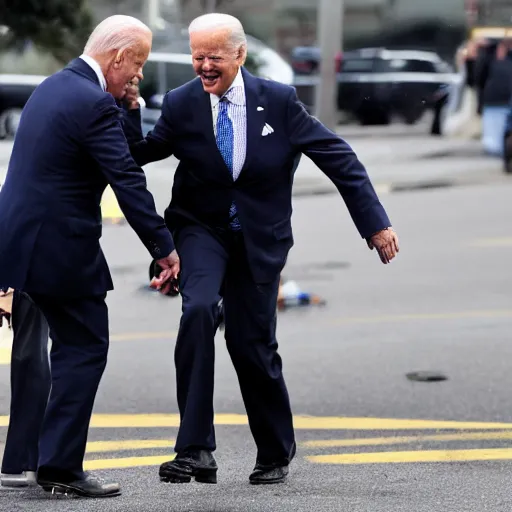 Prompt: joe biden on the ground after falling of a bike