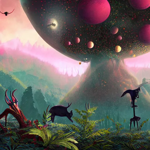 Image similar to an alien world with fauna