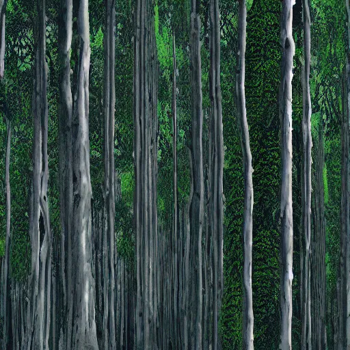 Image similar to endless forest of trees, highly detailed, ominous, vast