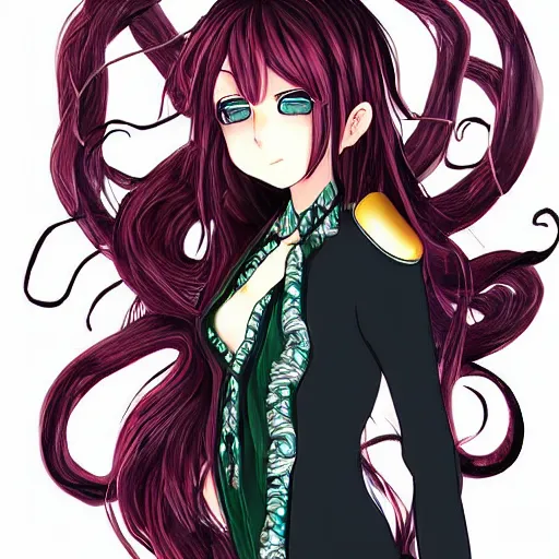 Image similar to anime, digital art, medusa, beautiful girl in Sam Yang style