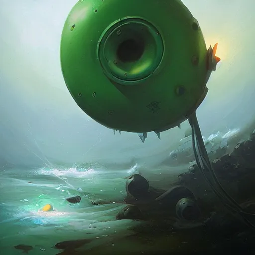 Prompt: a green buoy by Peter Mohrbacher