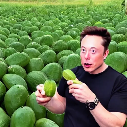 Prompt: trail cam footage of elon musk eating a cucumber. caught on camera