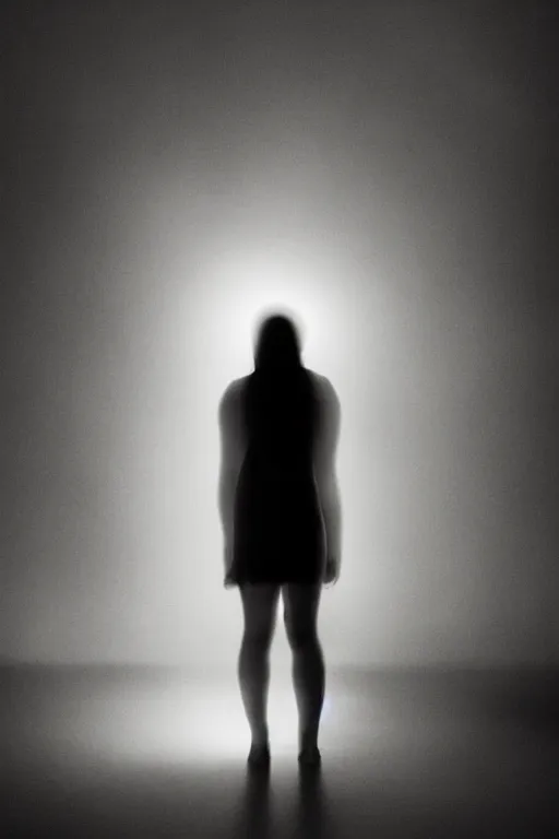 Image similar to human silhouette, large diffused glowing aura, long exposure, film grain, cinematic lighting, maximum detail, art by janice sung