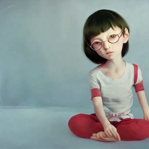 Image similar to little girl in pajama. digital artwork made by ilya kuvshinov, inspired by pixar movies and balthus, highly detailed, realistic,