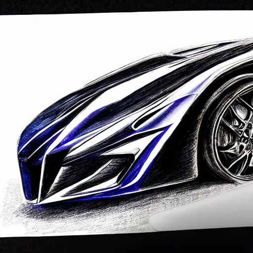 Image similar to ballpoint pen drawing of the batmobile