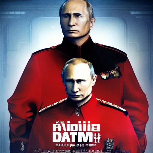 Image similar to vladimir putin in red alert 3 poster