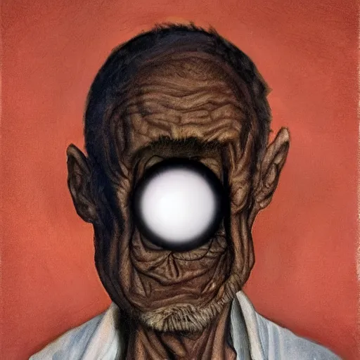 Image similar to a portrait of a strange man with strange mirror eyes. hyperrealistic