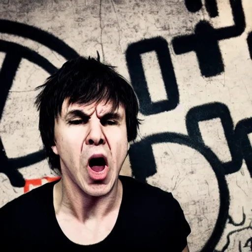 Prompt: Alec Empire screaming at Donald Trump