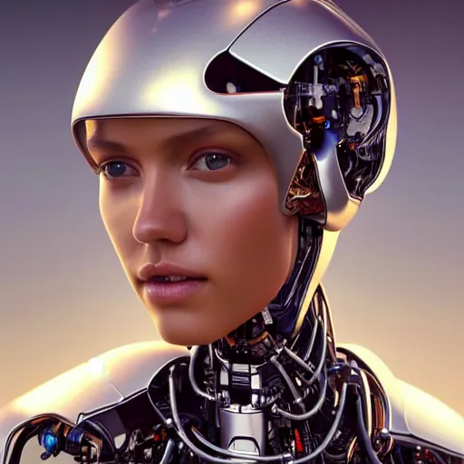 Prompt: oil paining of robotic humanoid ( white jessica alba ), intricate mechanisms, highly detailed, professional digital painting, unreal engine 5, photorealism, hd quality, 8 k resolution, cinema 4 d, 3 d, cinematic, professional photography, art by artgerm and greg rutkowski and alphonse mucha and loish and wlop