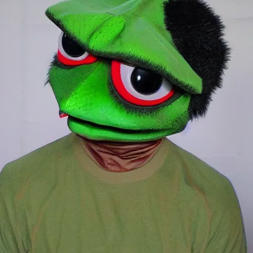 Image similar to pepe green frog costume