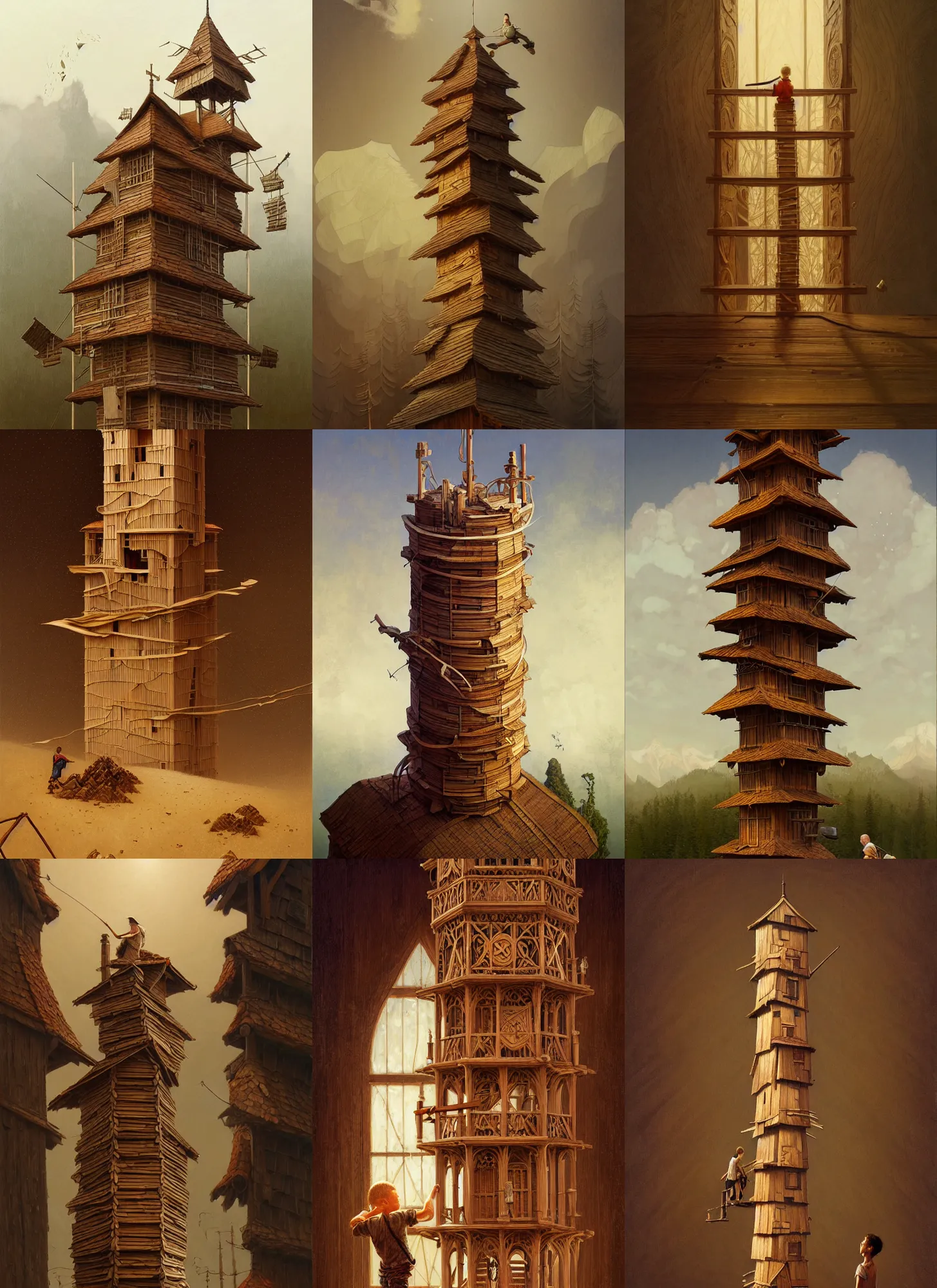 Prompt: wooden tower on white background, intricate, highly detailed, digital painting, artstation, concept art, smooth, sharp focus, illustration, art by norman rockwell emiliano ponzi andrey remnev yoann lossel aaron jasinski, 8 k