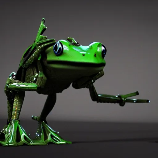 Image similar to a mecha frog, octane render, 3D