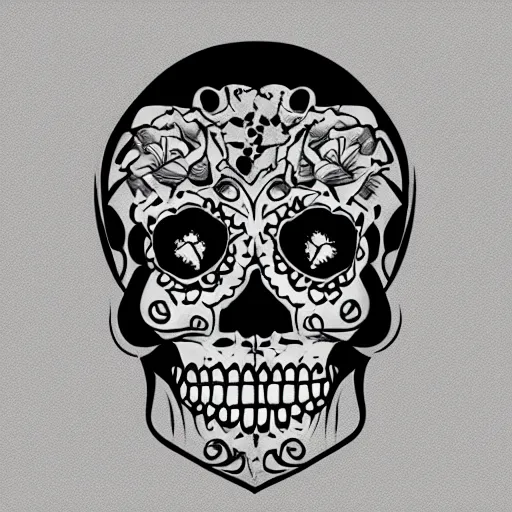 Image similar to a small vector tattoo design. gothic. sugar skull.