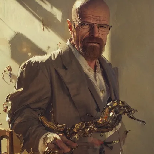 Image similar to highly detailed portrait of a wealthy walter white, art by donato giancola, eugene delacroix, ruan jia, carl larsson, peter mohrbacher. trending on artstation, intricate details, energetic composition, fantasy, concept art, illustration, elegant art, global illuminaition