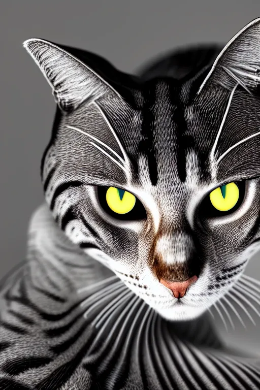 Prompt: perfectly - centered coiled cat portrait, unreal engine 5, photorealism, hd quality, 8 k resolution, cinema 4 d, hdr dramatic cinematic lighting