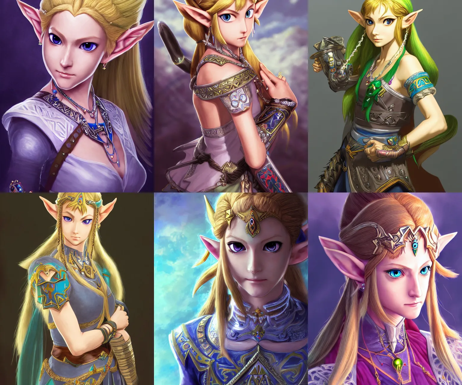 Prompt: portrait of princess zelda, twilight princess, beautiful, fantasy, artstation, trending, highly detailed, focus, smooth, by hirohiko araki and yoshitaka amano