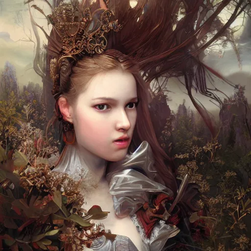 Image similar to A masterpiece ultrarealistic ultradetailed portrait of a Incredibly beautiful angel armored princess knight with Iron mask. baroque renaissance girl in the forest. medium shot, intricate, elegant, highly detailed. trending on artstation, digital art, by Stanley Artgerm Lau, WLOP, Rossdraws, James Jean, Andrei Riabovitchev, Marc Simonetti, Yoshitaka Amano. background by James Jean and Gustav Klimt, light by Julie Bell, 4k, porcelain skin. BY ZDIZISLAW BEKSINSKI Cinematic concept art Greg Rutkowski.